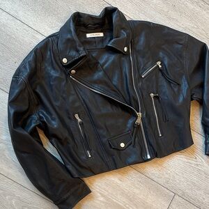 12th Tribe Black Leather Biker Jacket